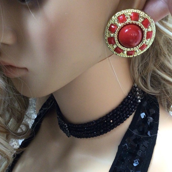 (2) Pairs Chunky Dangle Statement Clip-On Earrings - Picture 8 of 9